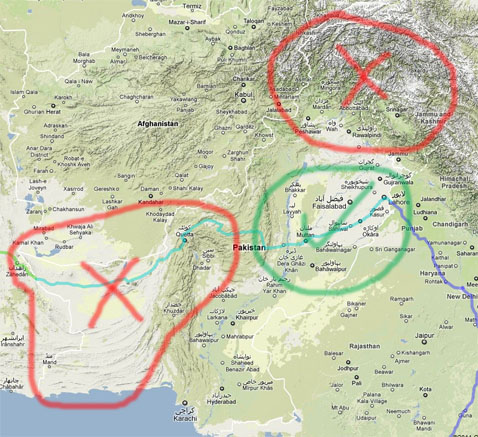 Pakisztán biztonságos és kevésbé biztonságos zónái
